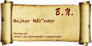Bojtor Nándor névjegykártya